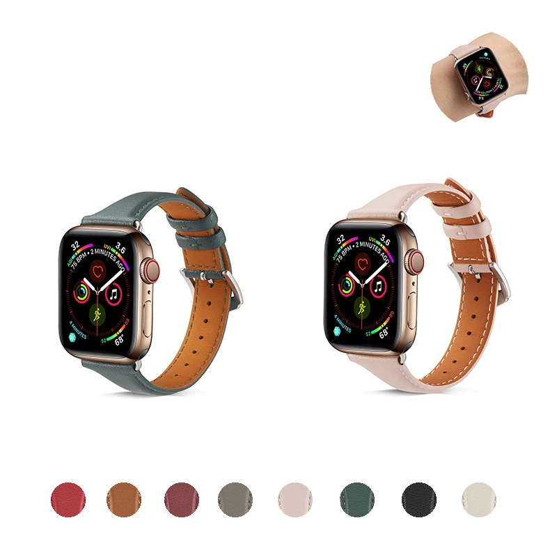 Ремешок из натуральной кожи для Apple Watch 6/5/4 40 мм 44 спортивный браслет Iwatch Series 3/2/1 38 42