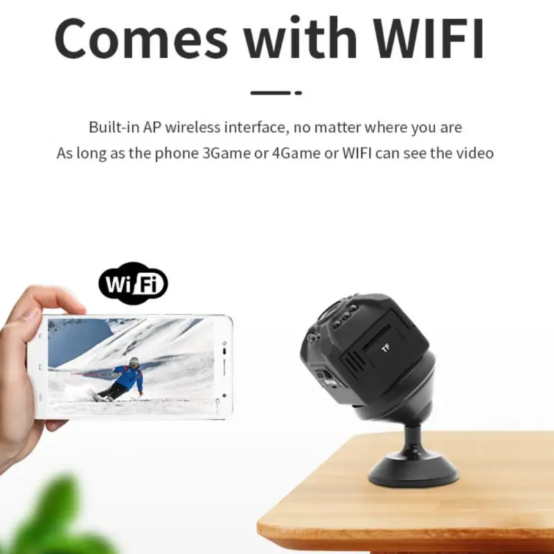 

Мини-камера беспроводная IP WiFi 1080P инфракрасная ночное видение дистанционное управление широкоугольный радионяня умная мини-видеокамера