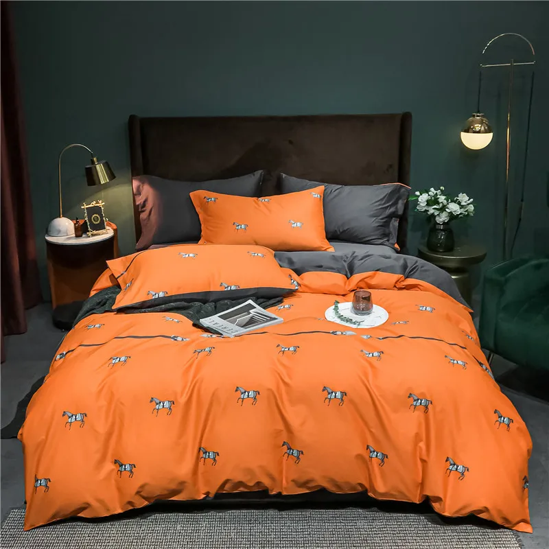 

Роскошный комплект постельного белья из чистого хлопка 60-х годов, простой цветочный Комплект постельного белья из четырех предметов, посте...