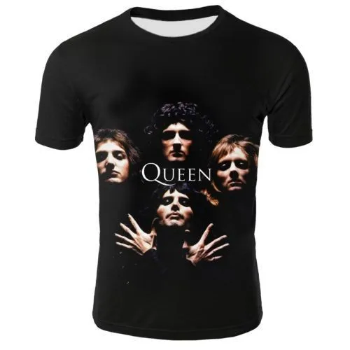 

Men's 3D letter character print summer outdoor quick-drying micro-elastic T-shirt casual sports fashion trend short sleeve Queen