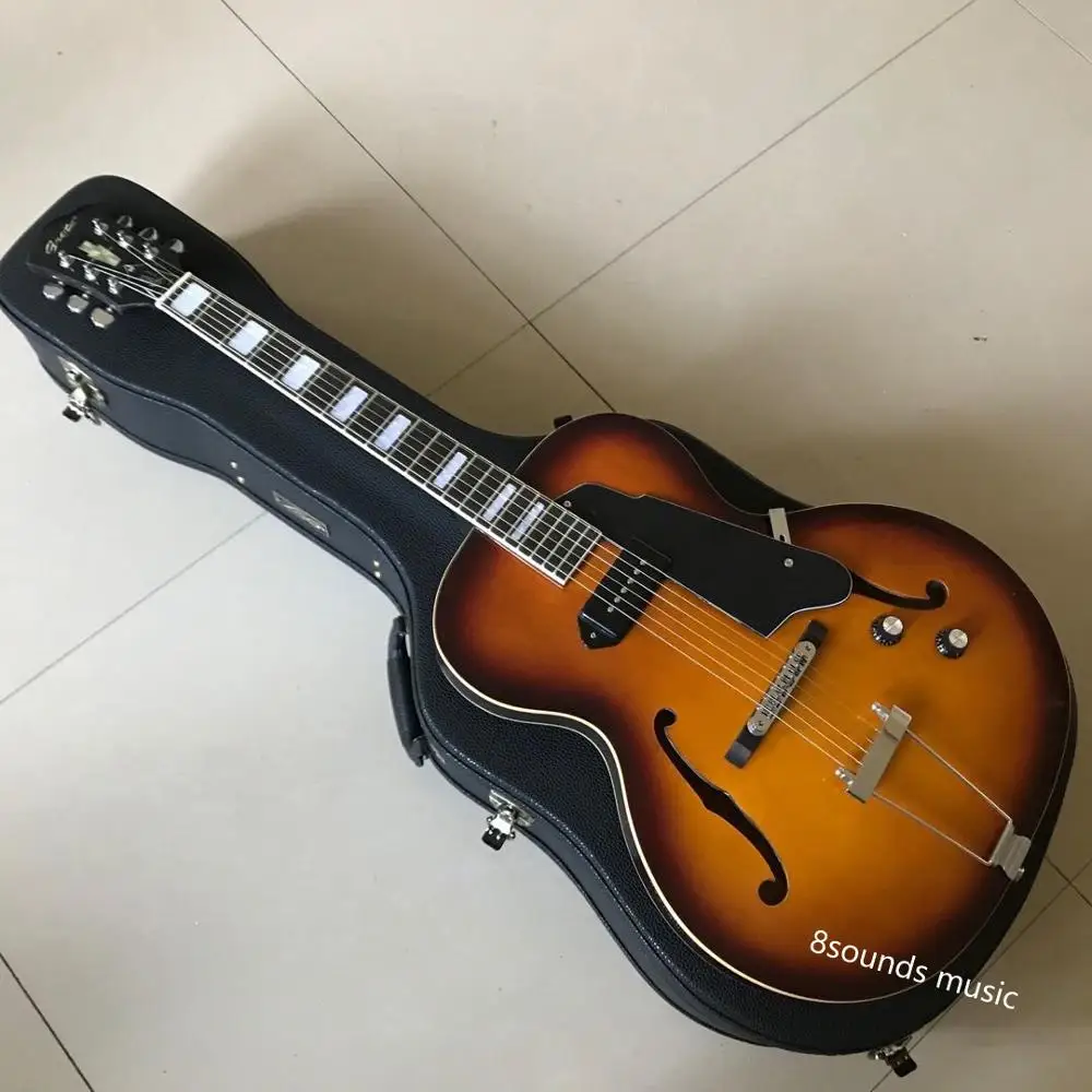 freies verschiffen neue grote hohe qualität p90 pickups archtop gitarre jazz elektrische gitarre mit hohl body gitarren free global shipping
