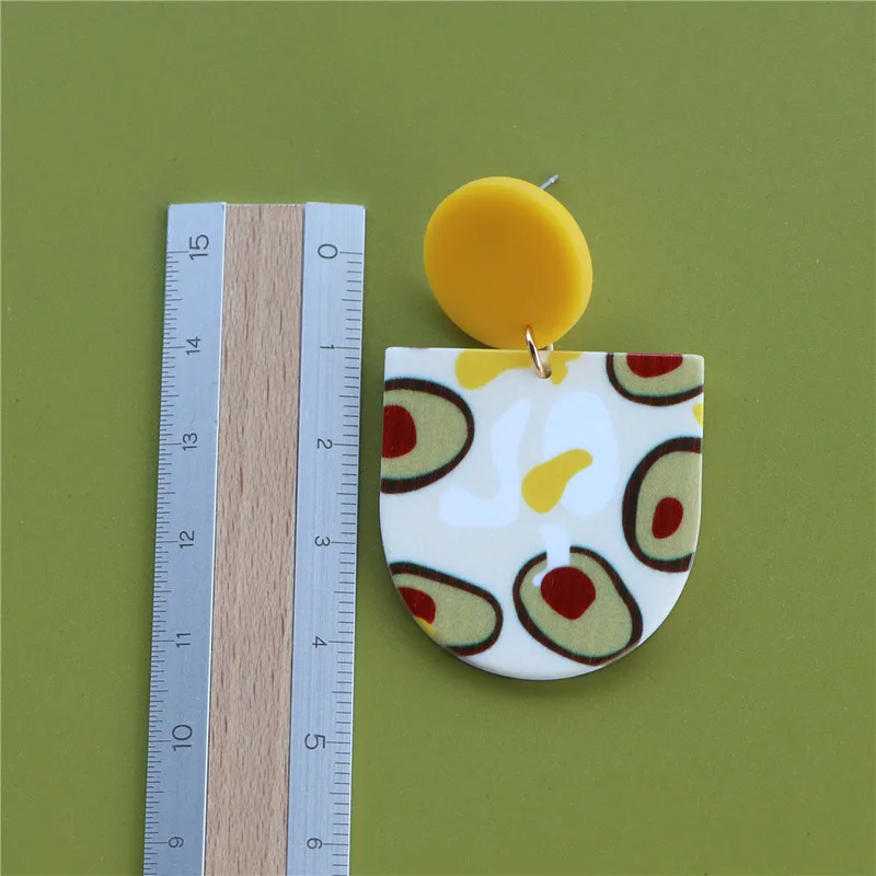 Креативные серьги-подвески с краской авокадо для женщин геометрические милые