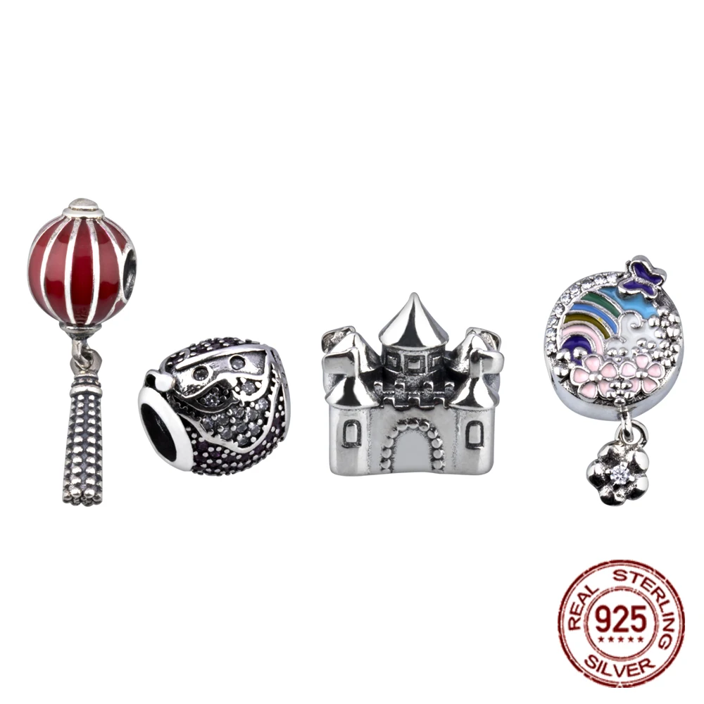 

Бусины из серебра S925 с воздушным шаром, радужные бусины для изготовления браслетов, ожерелий, ювелирные изделия из тибетского серебра