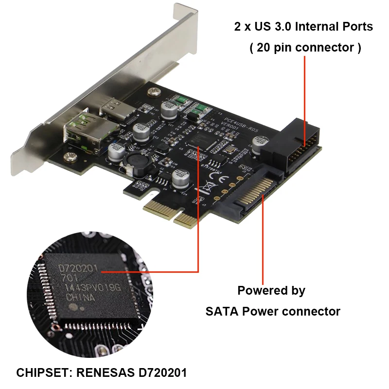 Плата расширения USB3.1 USB C PCI Express с зарядкой BC 2.4A PCI-e на 3 1 Gen Type-C w/ 20pin для 2 USB3 5