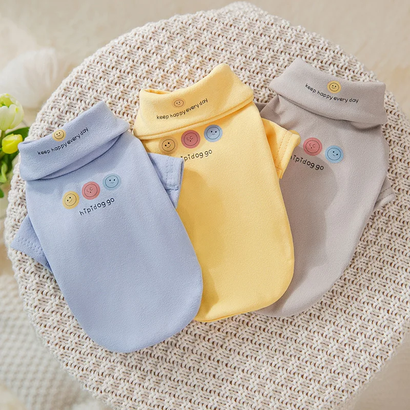 

Autumn Puppy Smiley Bottomed Shirt For Small Medium Dogs Dog Clothes Yorkshire French Bulldog Coat Cotton Cat T-shirt Costume