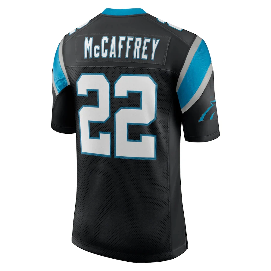 

Embroidery Letters American Football Jersey Carolina 22 Christian McCaffrey White Blue Black Men's Limited Jersey