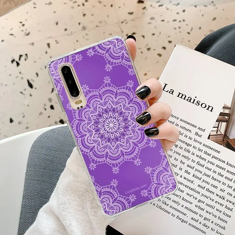 

Mandala flower Phone Case Transparent for Samsung A71 S9 10 20 HUAWEI p30 40 honor 10i 8x xiaomi note 8 Pro 10t 11