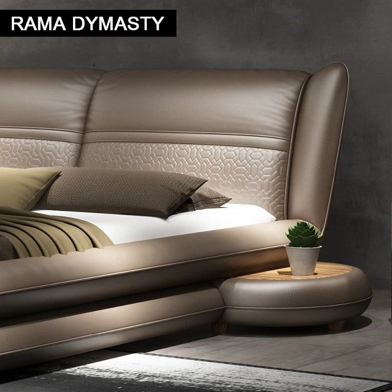 Мягкая кровать RAMA DYMASTY из натуральной кожи двуспальная современный