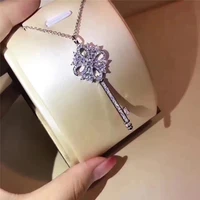 womens fashion zircon snowflake key pendant necklace original brand high quality jewelry holiday gift
