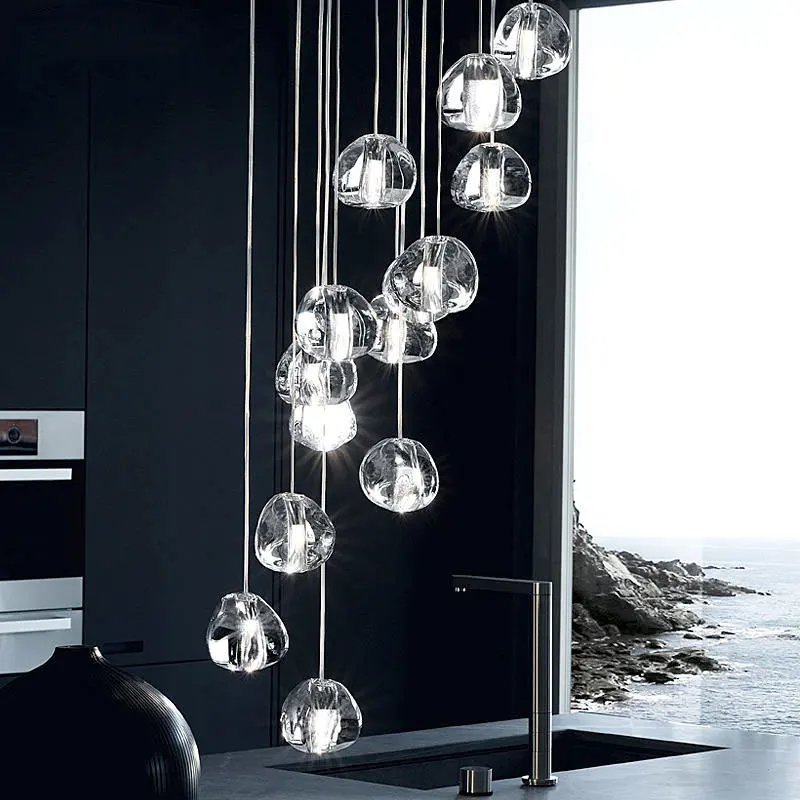 

Modern Crystal Ball Chandelier Lighting Staircase Lamp Living Room Bedroom Decor Chandeliers Kitchen Island Indoor Light Fixture