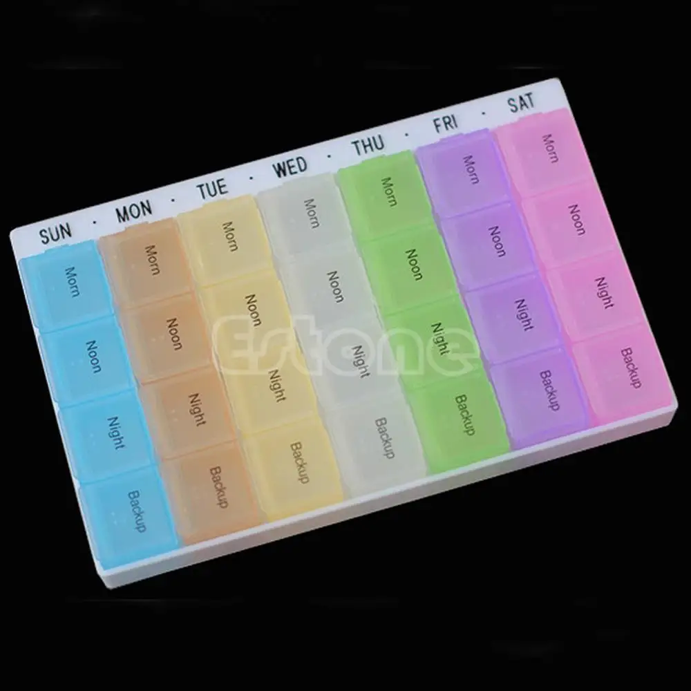 

7 Day Weekly 28 Compartments Box Organizer Tablet Storage Container Pill Cases Splitters