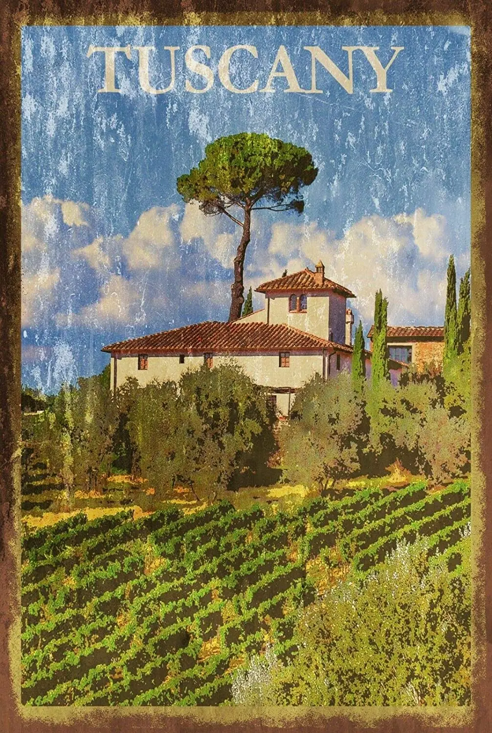 

Tuscany Italy Travel 12x8 Inch Vintage Retro Decor Metal Tin Sign