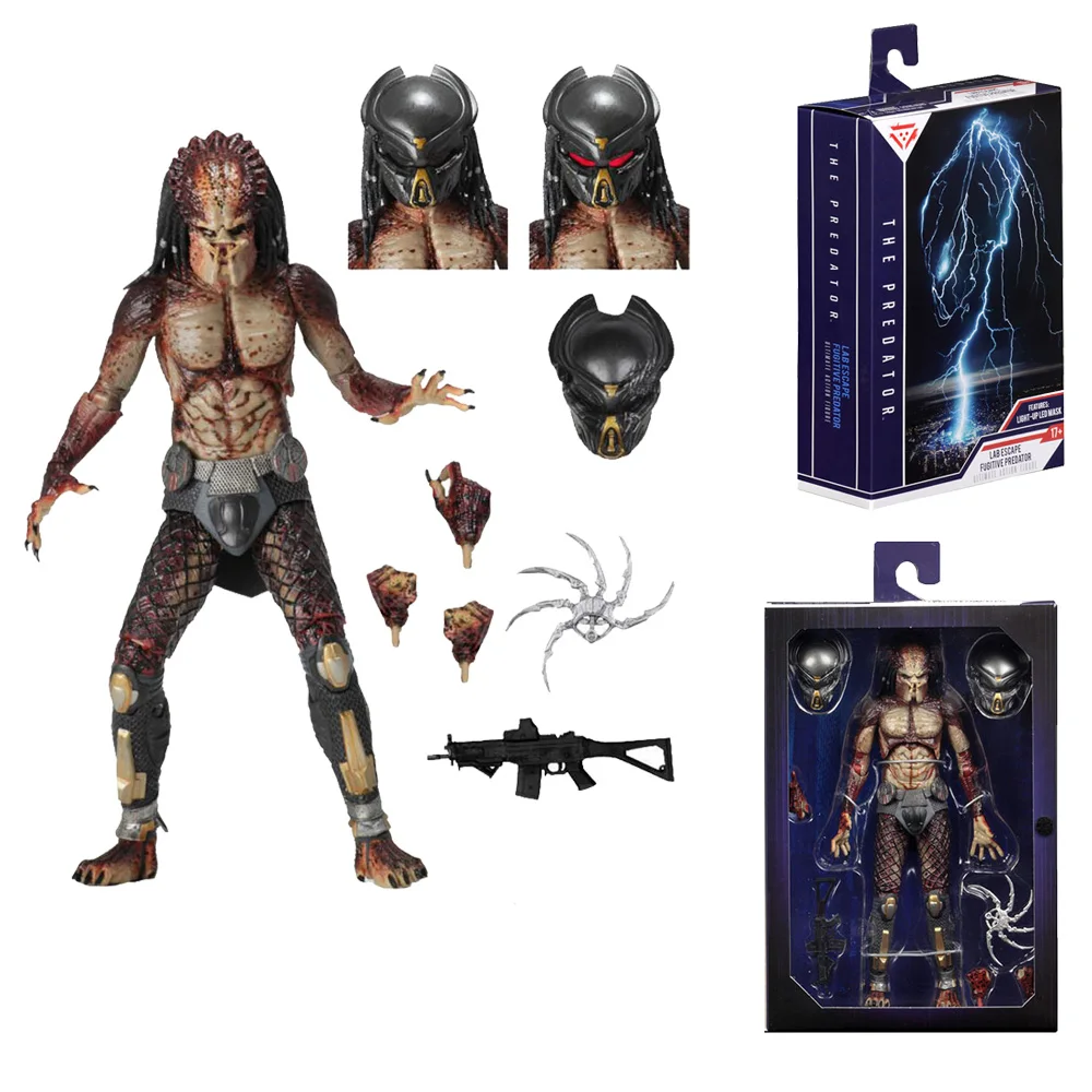 

Movie NECA LAB ESCAPE FUGITIVE Predator with Light-UP LED Light Mask Action Collectible Models Toys