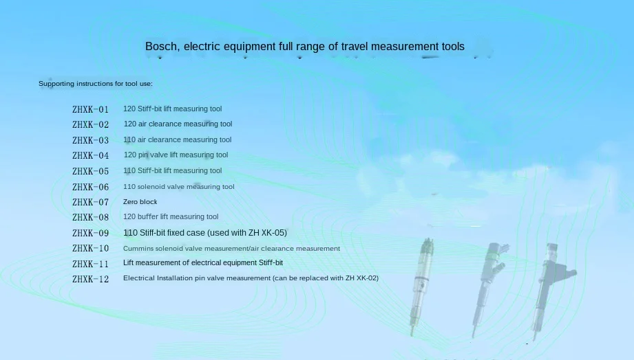 Комплект измерительных инструментов для инжектора BOSCH DENSO DELPHI| |