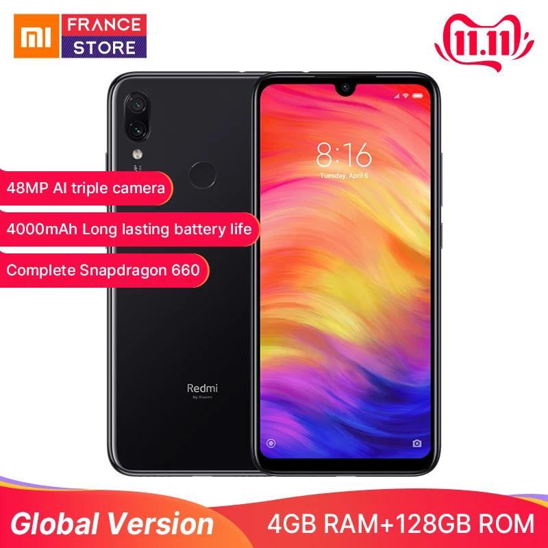 Глобальная версия Xiaomi Redmi Note 7 4 Гб 128 48MP камеры Snapdragon 660 Octa Core 6 3 ''FHD Смартфон QC 0