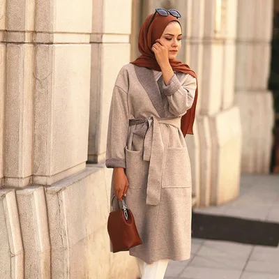 Dubai Muslim Winter Coat Abaya For Women Femme Musulman Dress Turkish Warm Turkey Long Sleeve Thick Kimono Islamic Clothing |