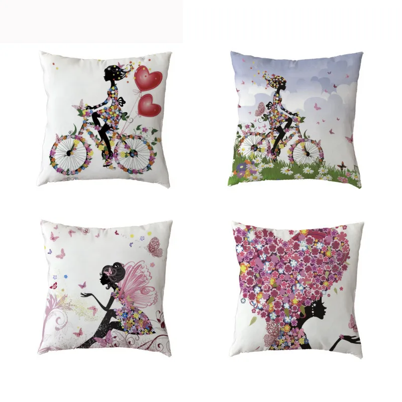 Рекламные белый диванная подушка крышка красивая девушка любовь счастливое