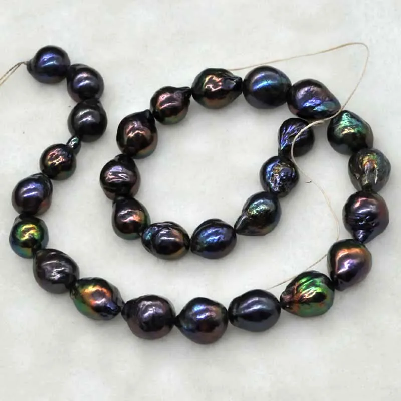 

Genuine Freshwater Pearl 11-13 mm Furrow Surface Colourful Black Bqroque Loose Beads 1 String for Handmade Necklace DIY Jewlry