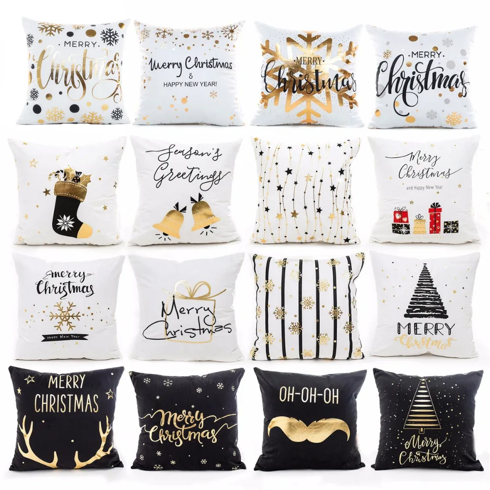 45x45 см из хлопка и льна Счастливого Рождества обложки подушки Чехол