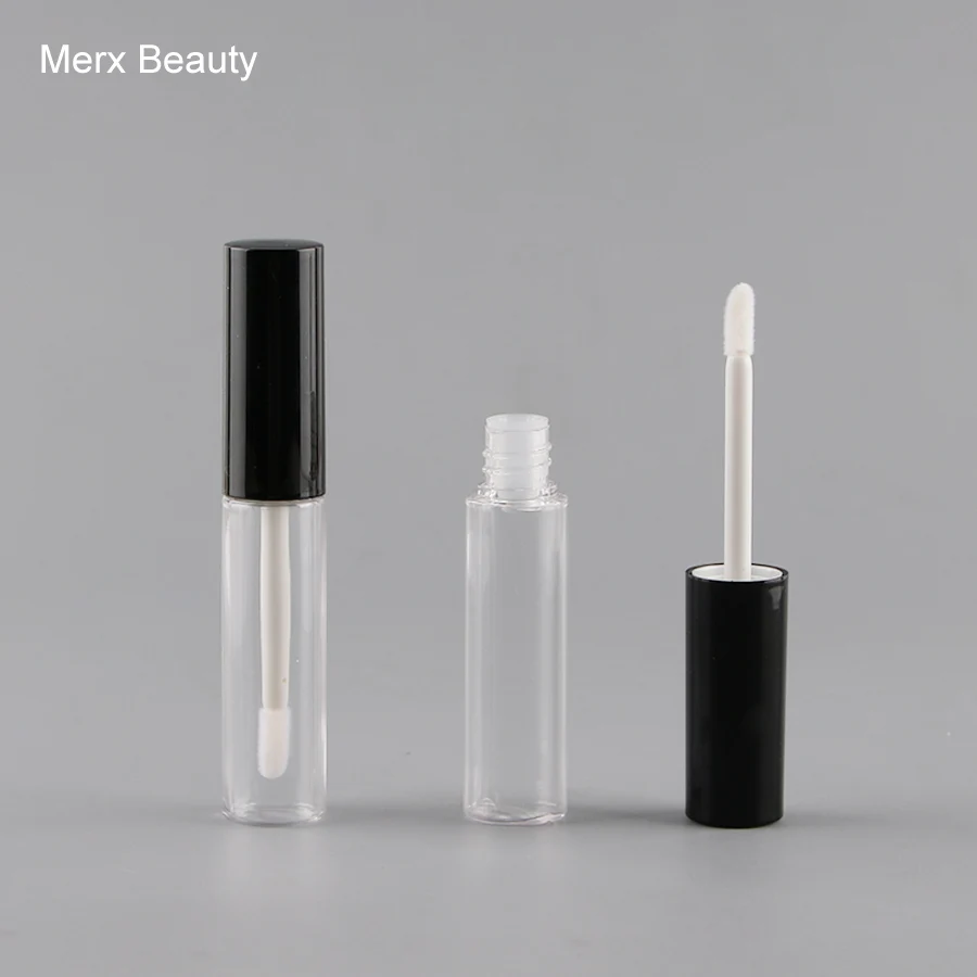 Прозрачная пластиковая бутылка для жидкости роста ресниц с черной крышкой