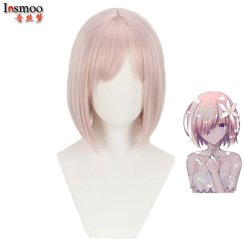 

Pink Short Synthetic Wig Fate/Grand Order Mash Kyrielight Demi-Servant Shielder Cosplay Wig Heat Resistance Fiber + Wig Cap