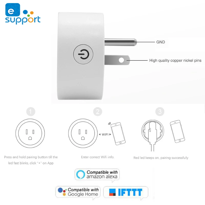 Ewelink Wi-Fi розетка Smart 2-USB 10A розетка FR UK US EU разъем приложение дистанционное управление для Alexa Google Home IFTTT интеллектуальная розетка