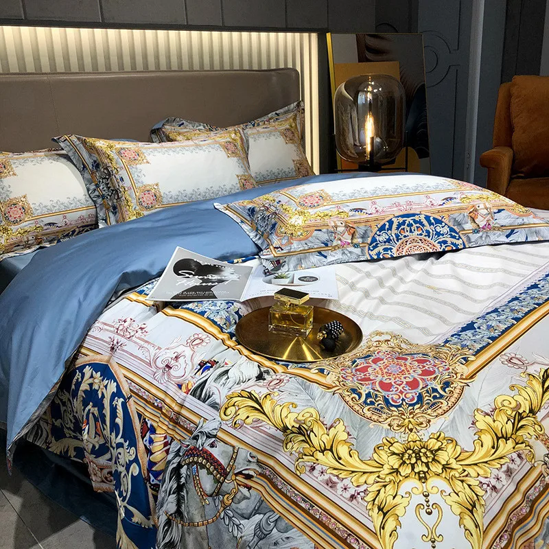 vender 4 Pçs Cama De Casal Nórdico Colchas Impressão Algodão Capa Edredão Linho Nova Chegada Fronha