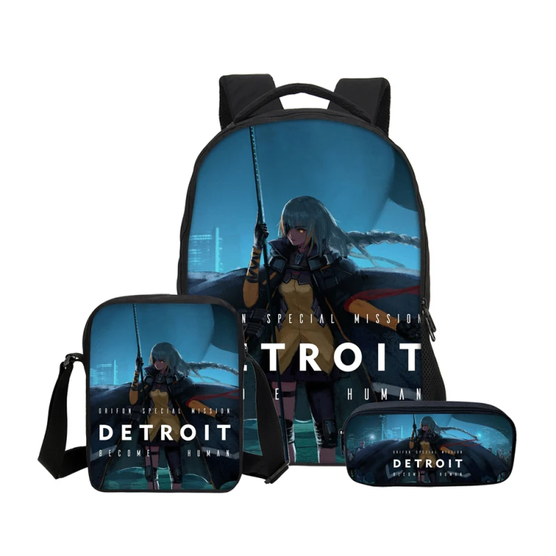 3 шт./компл. портфель для девочек из Детройта с 3D-принтом | Багаж и сумки