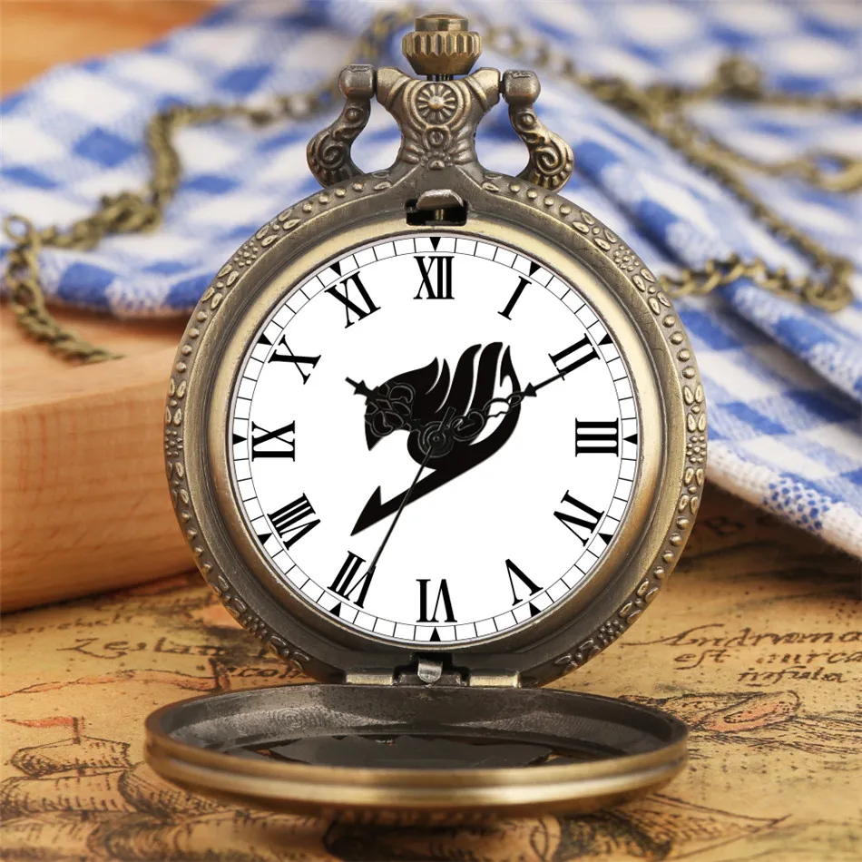 

Japanese Anime Themed Roman Numerals Dial Bronze Necklace Watch Quartz Movement Vintage Fashion Sweater Chain Pendant Clock