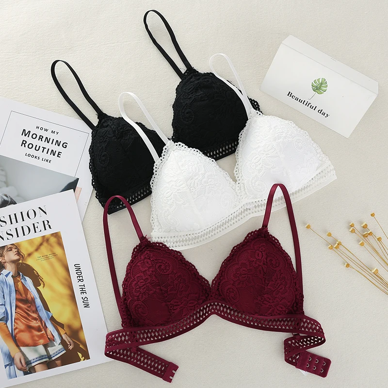 

Sexy Seamless Deep V Lace Women Bra Wireless Thin Underwear Sexy Lingerie Lace Bras