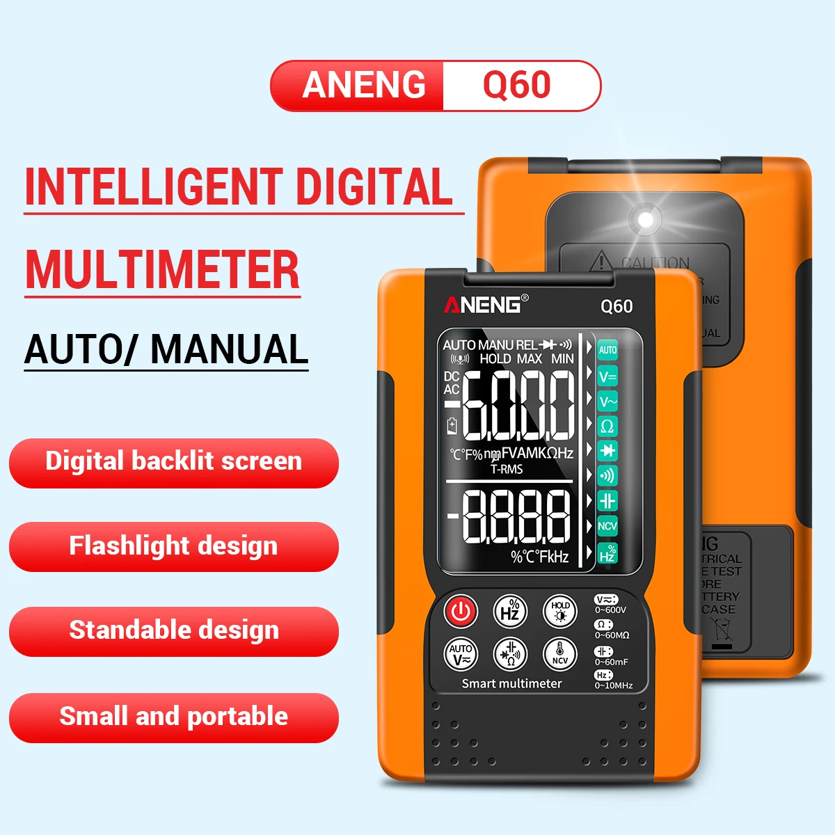 Цифровой мультиметр ANENG Q60S с голосовым управлением портативный тестер для