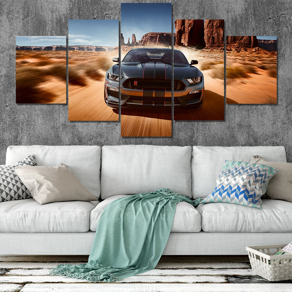 

Wall Art Canvas 5 Pieces Ford Mustang GT Car Print Posters View Painting Picture Home Decor Living Room Modern Artwork Modular