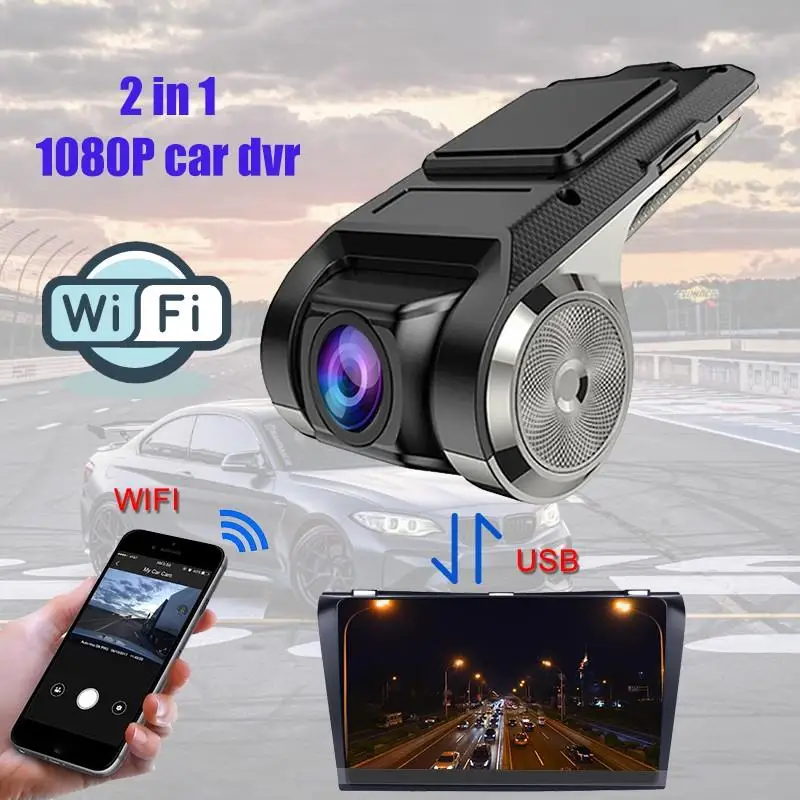 

1080P HD Car DVR Video Recorder Wifi Android USB Hidden Night Vision Car Camera 170 Wide Angle Dash Cam G-Sensor Drive Dashcam