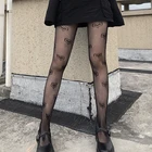 Женские черные жаккардовые ажурные колготки в горошек, готические панковские сетчатые прозрачные колготки, чулки, нижнее белье