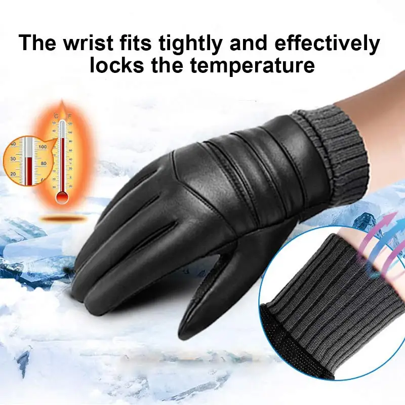 

Перчатки мужские зимние из искусственной кожи, утепленные, мягкие, эластичные, для сенсорного экрана, 1 пара