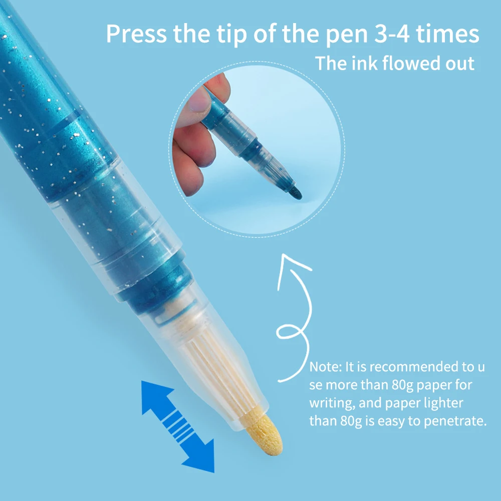 Набор металлических фломастеров 8 цветов ручки для рисования на черной бумаге