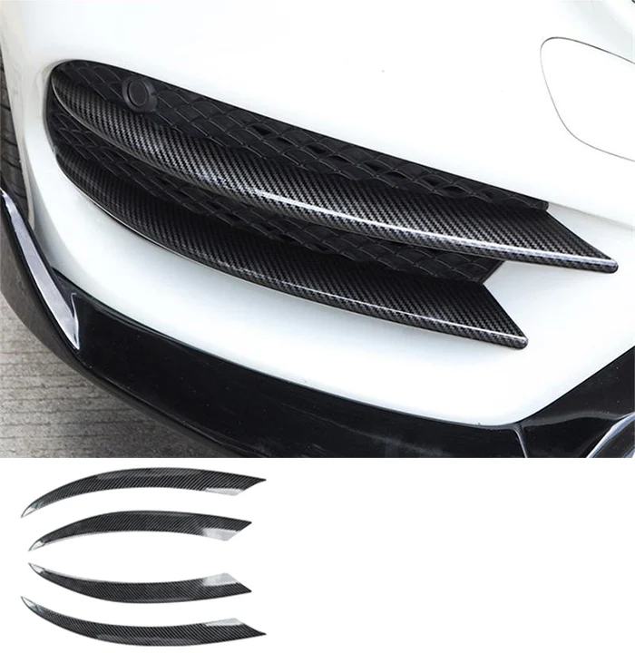 Carbon fiber Автомобильный Стайлинг для Mercedes Benz C Class W205 C180 C200 головная накладка на Противотуманные фары планки Авто наклейки световые Углеродные аксессуары - Название цвета: Carbon fiber