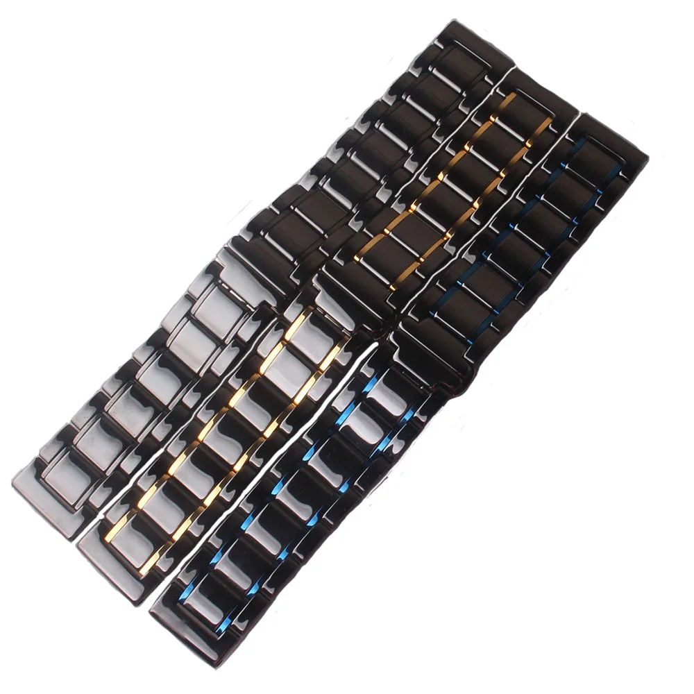

Ceramic Watchbands Fashion black with Blue Gold Watch Strap Wristband 20mm 21mm 22mm 23mm 24mm Quick Release Spring bar bracelet