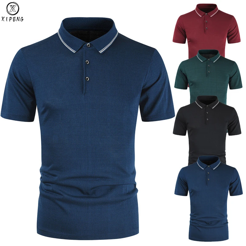Для мужчин рубашка поло из чистого хлопка Camisa masculina футболка хлопок короткий
