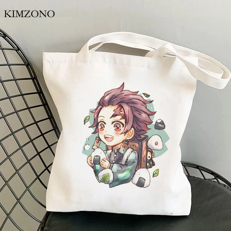 

Demon Slayer Kimetsu No Yaiba shopping bag bolsas de tela reusable bolsa tote shopper handbag bag cloth shoping sac tissu