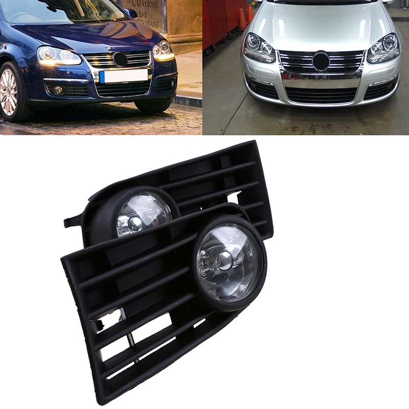 

POSSBAY 1 Pair Car Front Bumper Fog Lights Grille Halogen Bulb Foglamp Assembly 12V for VW Golf Mk5 (Type 1K) 04-07 Pre-facelift