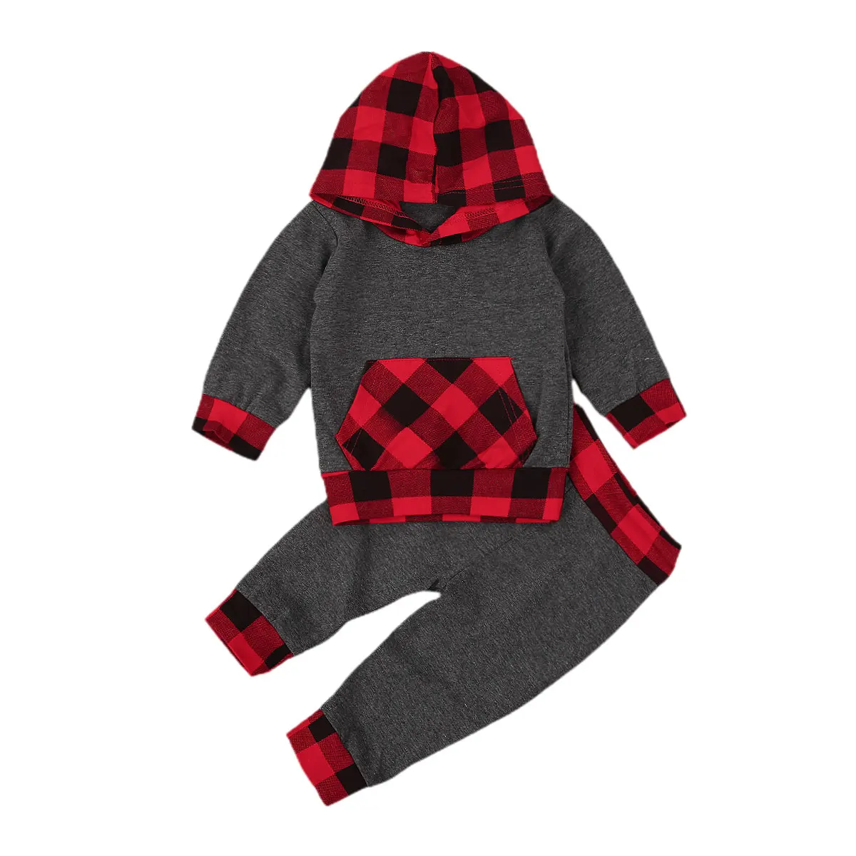 

Toddler Girls Fall Clothes Long Sleeve Plaid/Striped Print Hoodie Harem Pants 2Pcs Outfits Set 0-24M