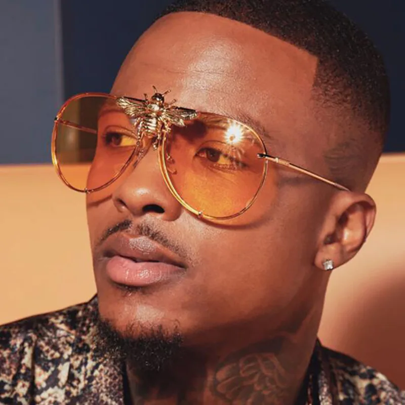 

2020 New Fashion Men Oversize Rimless Square Bee Sunglasses Women Lady Small Bee Glasses Gradient Sun Glasses Female UV400