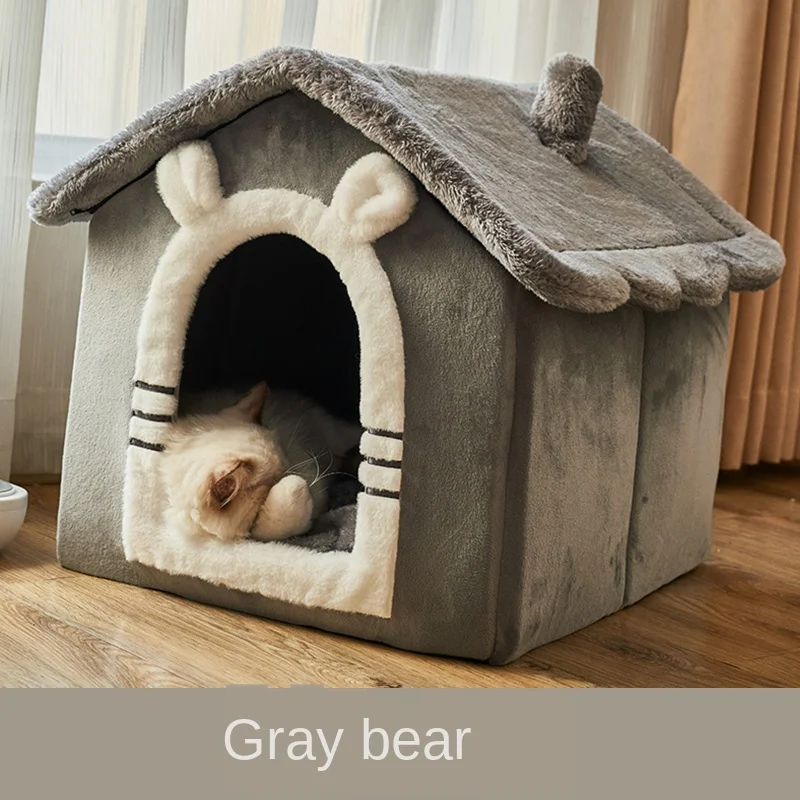 

Cat Nest Winter Warm Four Seasons Universal Closed House Villa Bed House Removable and Washable Kennel Pet Cat Supplies