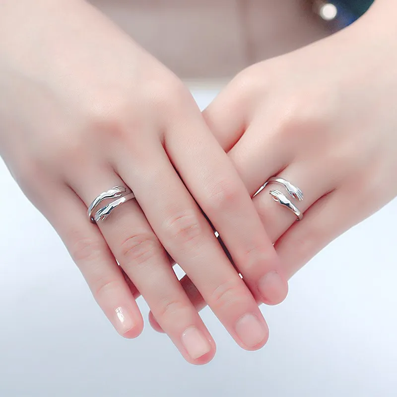 MIQIAO милые и простые обнимающие руки с серебряным покрытием Винтажное кольцо