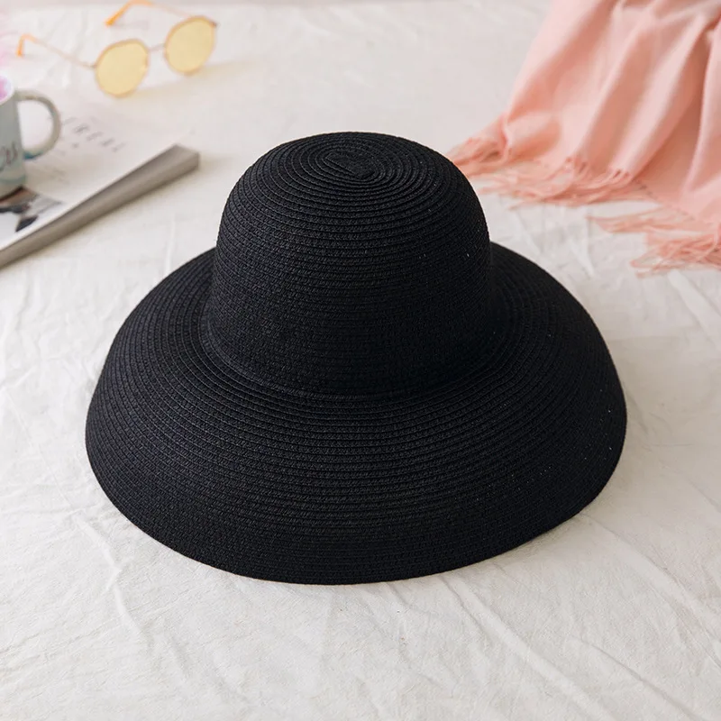 

Hepburn Straw Hat Sunken Modelling Tool Bell-shaped Big Brim Hat Vintage Bility Tourist Beach Atmosphere
