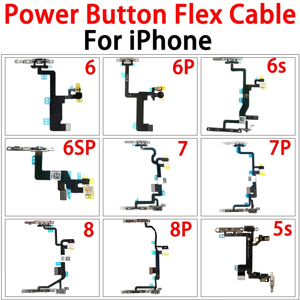 Power Button Switch Connector With Flash Light Flex Cable For iPhone 5s 6 6Plus 6s 6sPlus 7 7Plus 8 8Plus