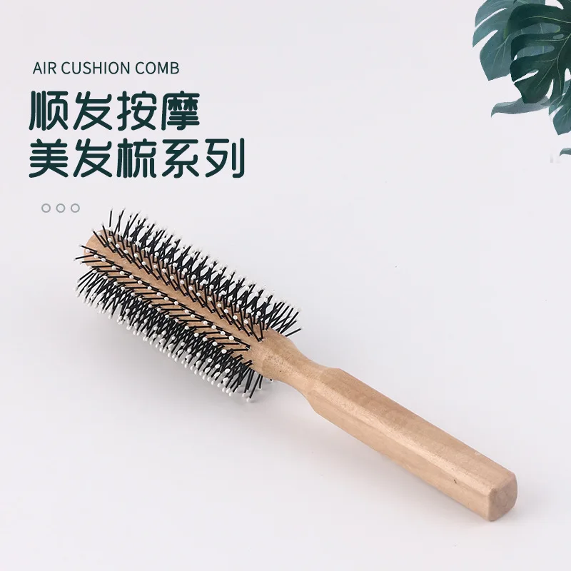 

2021 новые деревянные круглые волос Расческа для вьющихся волос с шариковым наконечником антистатический натуральный стиль деревянная щетк...