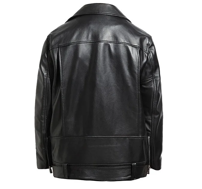 New arrival 2021 woman's fashion genuine real leather sheepskin motorcycle coats lady's branded jackets black plus oversize xxl