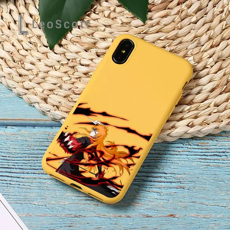 

Bleach anime Ichigo Kurosaki Phone Case Yellow Candy Color for iPhone 11 12 mini pro XS MAX 8 7 6 6S Plus X SE 2020 XR